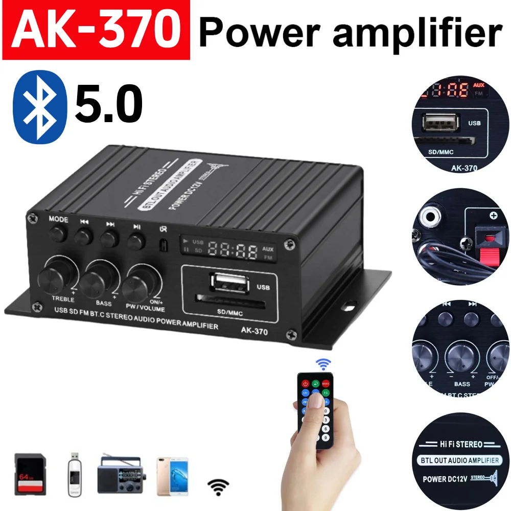 Klipsch Home Cinema - AK-370 Bluetooth-Verstärker Leistungsverstärker 20W+20W 12V HIFI