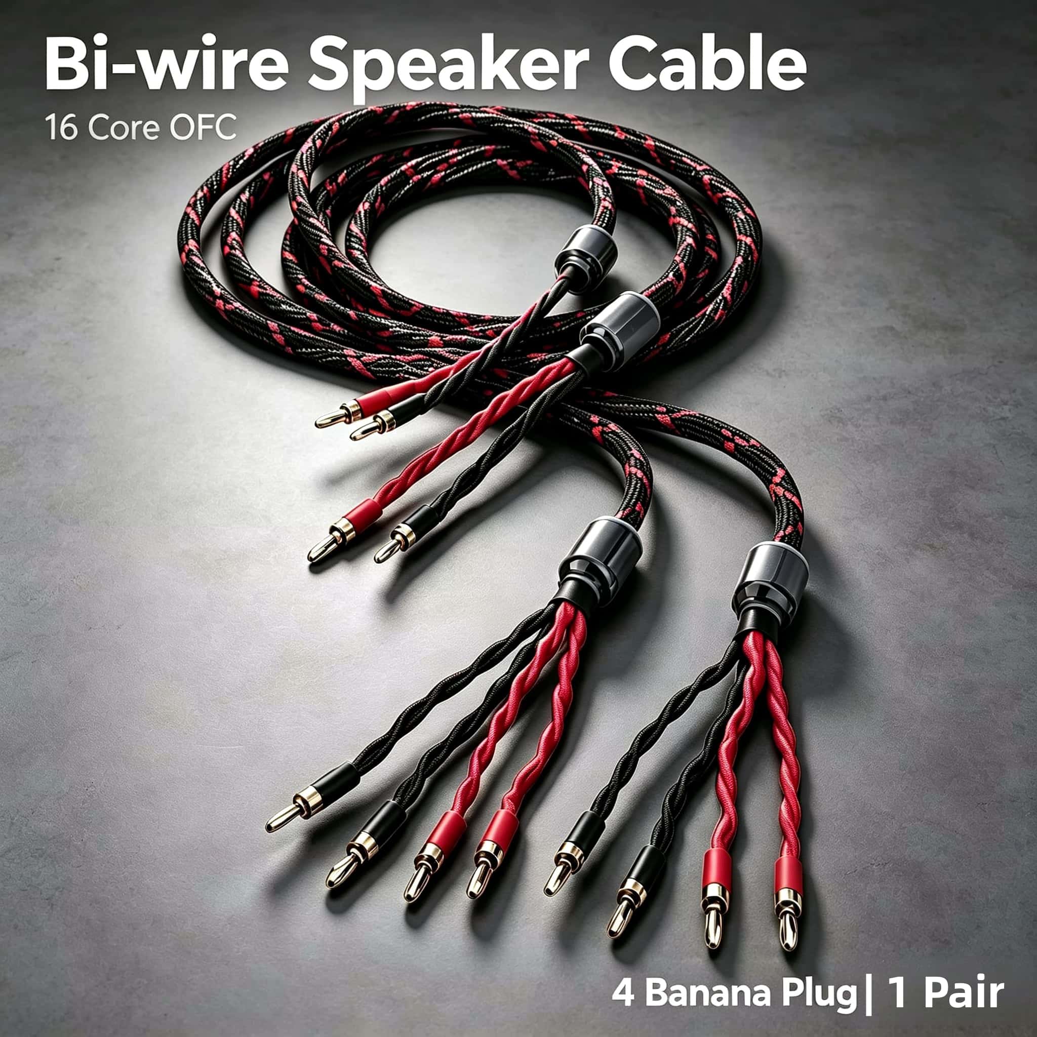 Klipsch Home Cinema - 16-adriges OFC Bi-Wire Lautsprecherkabel Paar Bananenstecker