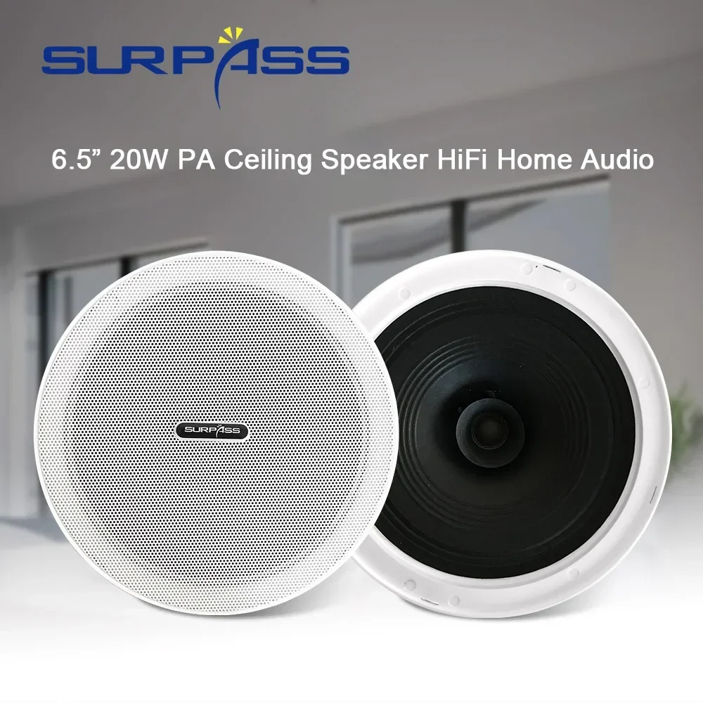 Home Cinema System - 6,5 Zoll 20W Deckenlautsprecher Staubdichtes rahmenloses
