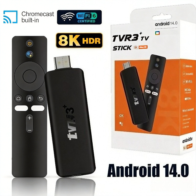 4K Media Player - TVR3+ Android14 Smart TV Stick HDR+
